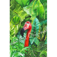 Flora Flamenco – Flamingo Tropical Fine Art Print by Karen A. Kubacki