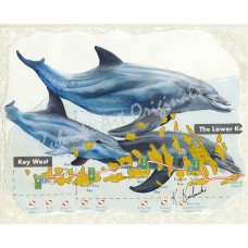 Flipping Off – Key West Florida Keys Dolphin Map Art Print