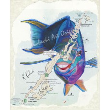 Parroting in Marathon – Marathon Florida Keys Parrotfish Map Art Print