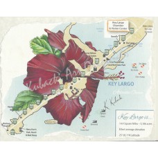 Red Blossom Over Largo – Key Largo Hibiscus Map Fine Art Print by Karen A. Kubacki