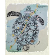 Village Sea Turtle – Florida Keys Sea Turtle Map Fine Art Print