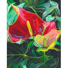 The Flamingos – Anthurium (Flamingo Flower) Tropical Fine Art Print by Karen A. Kubacki